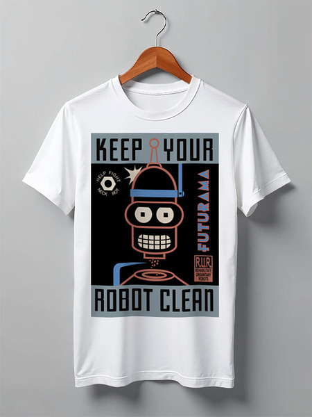 Заказать мужскую футболку в Москве. Футболка классическая Keep your Robot Clean от maters - готовые дизайны и нанесение принтов.