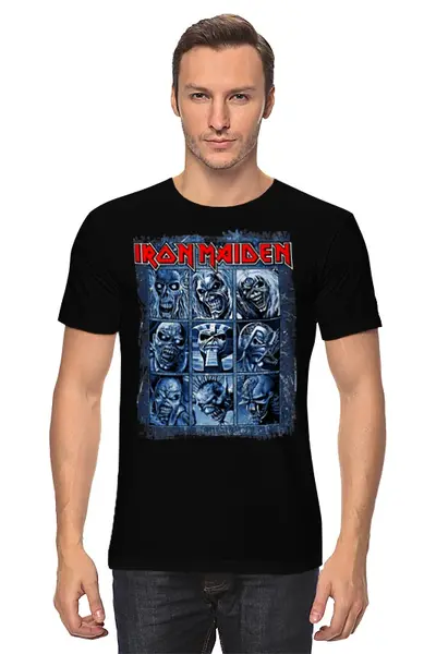 Заказать мужскую футболку в Москве. Футболка классическая Iron Maiden Band от Leichenwagen - готовые дизайны и нанесение принтов.