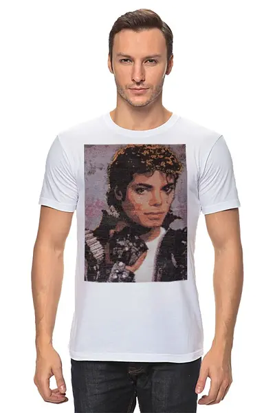 Заказать мужскую футболку в Москве. Футболка классическая Майкл Джексон от kan - готовые дизайны и нанесение принтов.