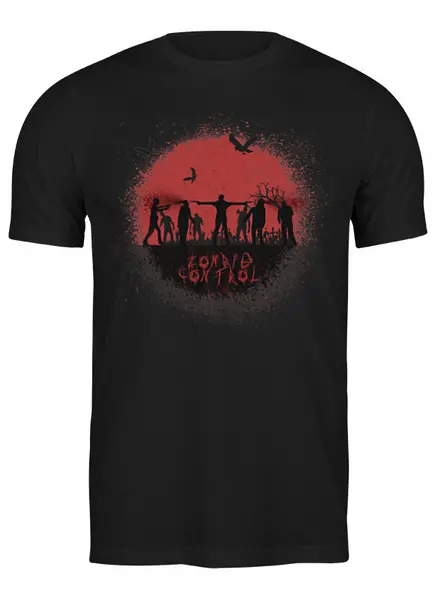 Заказать мужскую футболку в Москве. Футболка классическая Zombie Control от oneredfoxstore@gmail.com - готовые дизайны и нанесение принтов.