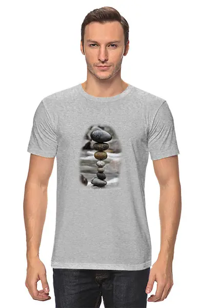 Заказать мужскую футболку в Москве. Футболка классическая Каменные пирамидки. Спокойствие... #3 от hagehog - готовые дизайны и нанесение принтов.
