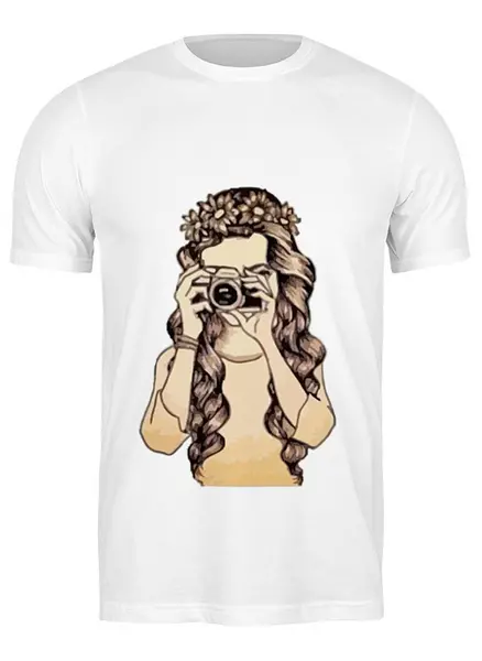 Заказать мужскую футболку в Москве. Футболка классическая Девушка с камерой от priceless - готовые дизайны и нанесение принтов.