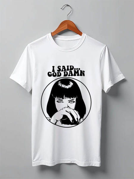 Заказать мужскую футболку в Москве. Футболка классическая Mia Wallace от Юлиан Власов - готовые дизайны и нанесение принтов.