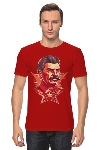 Заказать мужскую футболку в Москве. Футболка классическая Граффити Сталин от Павел Азаренков - готовые дизайны и нанесение принтов.
