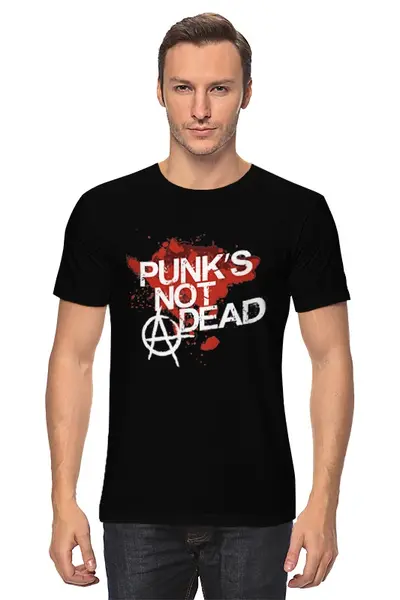 Заказать мужскую футболку в Москве. Футболка классическая Punks not dead от Djimas Leonki - готовые дизайны и нанесение принтов.