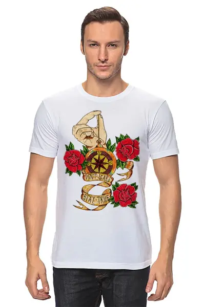 Заказать мужскую футболку в Москве. Футболка классическая "OST" Print tattoo от almachi - готовые дизайны и нанесение принтов.