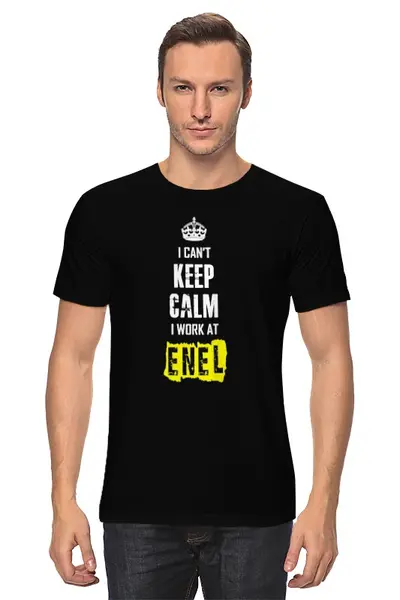 Заказать мужскую футболку в Москве. Футболка классическая Сотрудник Enel от mychamp - готовые дизайны и нанесение принтов.