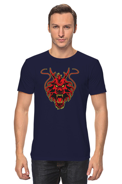 Заказать мужскую футболку в Москве. Футболка классическая Красный дракон от skynatural - готовые дизайны и нанесение принтов.