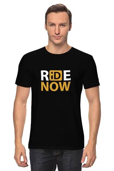 Заказать мужскую футболку в Москве. Футболка классическая ride-now от Ксеня Мизякина - готовые дизайны и нанесение принтов.