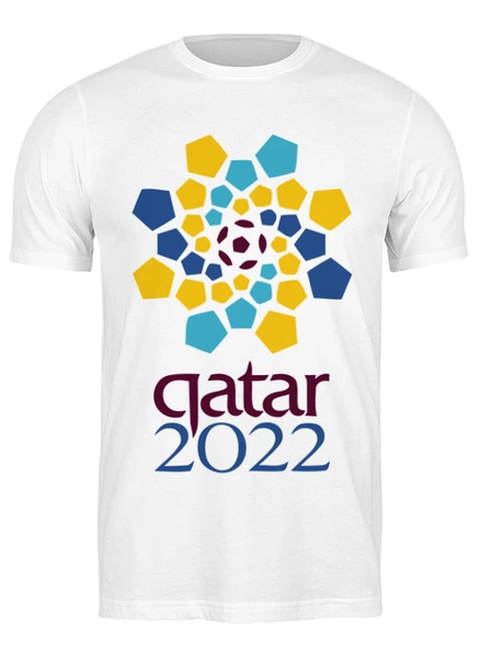 Заказать мужскую футболку в Москве. Футболка классическая Qatar 2022 от skynatural - готовые дизайны и нанесение принтов.