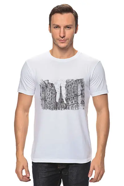 Заказать мужскую футболку в Москве. Футболка классическая Париж от Picasso - готовые дизайны и нанесение принтов.