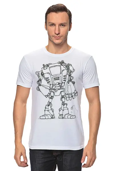 Заказать мужскую футболку в Москве. Футболка классическая Робот от Vasilixa - готовые дизайны и нанесение принтов.