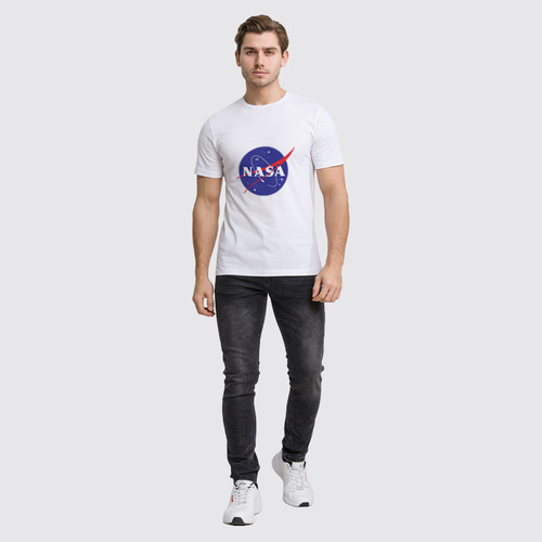 Заказать мужскую футболку в Москве. Футболка классическая NASA | НАСА от The Spaceway  - готовые дизайны и нанесение принтов.