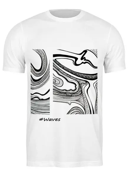 Заказать мужскую футболку в Москве. Футболка классическая Waves от katarink - готовые дизайны и нанесение принтов.