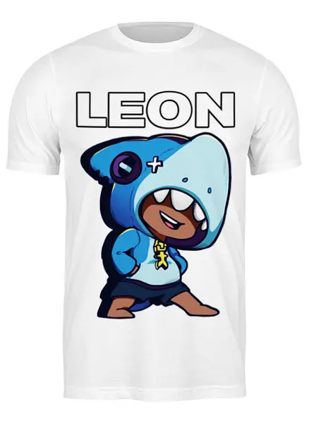 Заказать мужскую футболку в Москве. Футболка классическая Brawl Stars Leon Shark от weeert - готовые дизайны и нанесение принтов.
