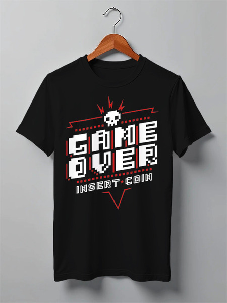 Заказать мужскую футболку в Москве. Футболка классическая Game Over от printik - готовые дизайны и нанесение принтов.