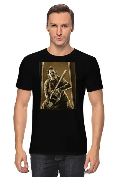 Заказать мужскую футболку в Москве. Футболка классическая Кожаное Лицо от Alex Valerich - готовые дизайны и нанесение принтов.