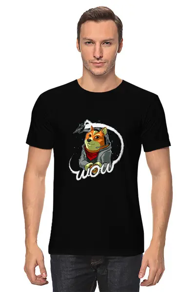 Заказать мужскую футболку в Москве. Футболка классическая Space Corgi от T-shirt print  - готовые дизайны и нанесение принтов.