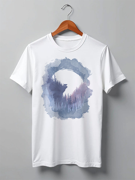 Заказать мужскую футболку в Москве. Футболка классическая Bear and Moon от oneredfoxstore@gmail.com - готовые дизайны и нанесение принтов.