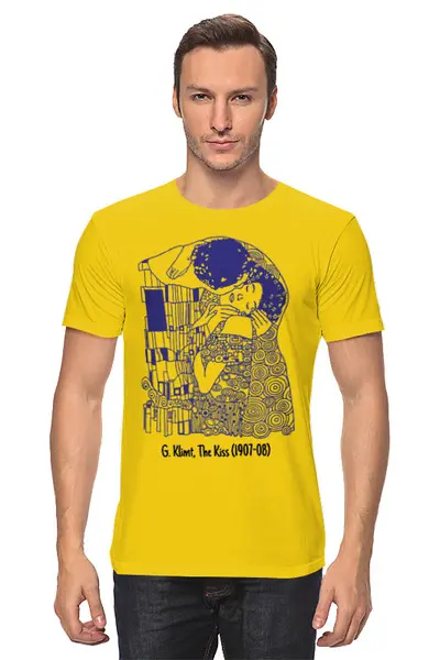 Заказать мужскую футболку в Москве. Футболка классическая Густав Климт (Поцелуй) от balden - готовые дизайны и нанесение принтов.