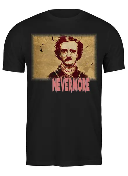 Заказать мужскую футболку в Москве. Футболка классическая Эдгар По, «Ворон» (Edgar Poe, The Raven) от Andy Quarry - готовые дизайны и нанесение принтов.