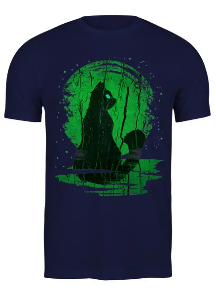 Заказать мужскую футболку в Москве. Футболка классическая Green Moon Cat от oneredfoxstore@gmail.com - готовые дизайны и нанесение принтов.