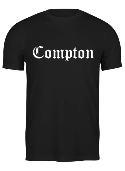 Заказать мужскую футболку в Москве. Футболка классическая Compton Чёрная от Алексей Слесарев - готовые дизайны и нанесение принтов.