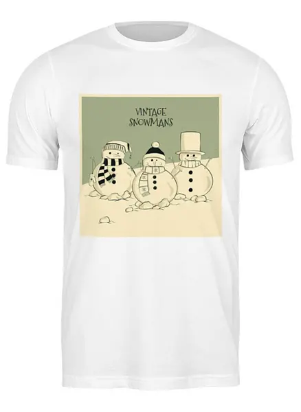 Заказать мужскую футболку в Москве. Футболка классическая Снеговик от Polilog - готовые дизайны и нанесение принтов.