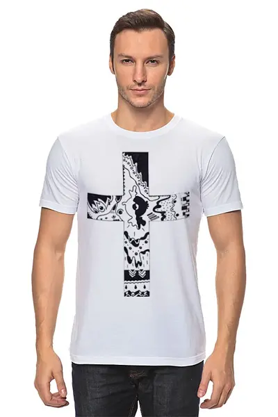 Заказать мужскую футболку в Москве. Футболка классическая Крест от oxygenelly - готовые дизайны и нанесение принтов.