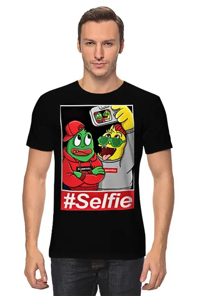 Заказать мужскую футболку в Москве. Футболка классическая #Selfie от Print design  - готовые дизайны и нанесение принтов.