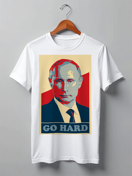 Заказать мужскую футболку в Москве. Футболка классическая Go Hard Like Vladimir Putin от priceless - готовые дизайны и нанесение принтов.