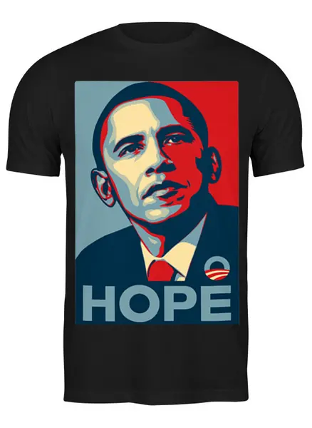 Заказать мужскую футболку в Москве. Футболка классическая Обама Hope от denis01001 - готовые дизайны и нанесение принтов.