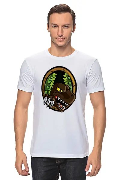 Заказать мужскую футболку в Москве. Футболка классическая Динозавр от fanart - готовые дизайны и нанесение принтов.