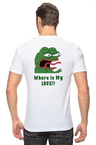 Заказать мужскую футболку в Москве. Футболка классическая Pepe the frog Whant some love от Ильяс Муртазаев - готовые дизайны и нанесение принтов.
