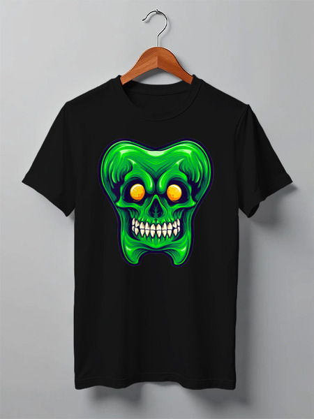 Заказать мужскую футболку в Москве. Футболка классическая Green Skull от skynatural - готовые дизайны и нанесение принтов.