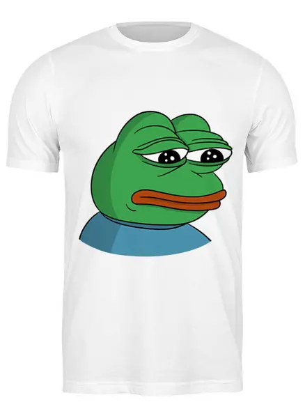 Заказать мужскую футболку в Москве. Футболка классическая Грустная лягушка от Memepedia - готовые дизайны и нанесение принтов.