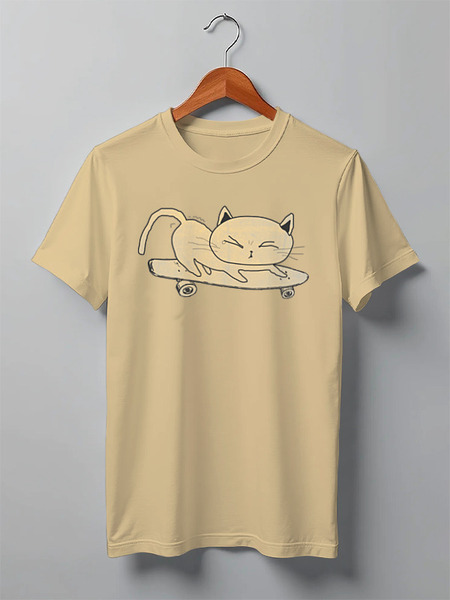 Заказать мужскую футболку в Москве. Футболка классическая Sk8 Cat от oneredfoxstore@gmail.com - готовые дизайны и нанесение принтов.