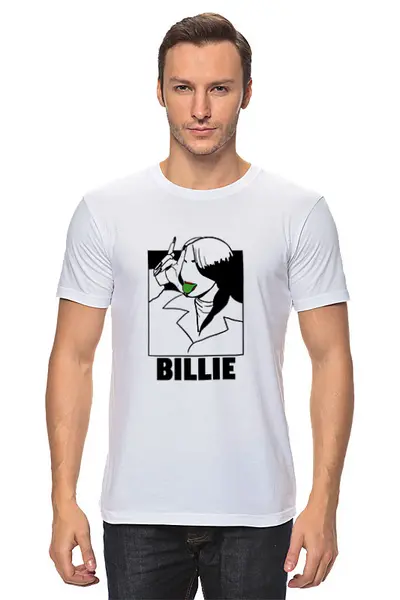 Заказать мужскую футболку в Москве. Футболка классическая Billie Eilish язык от Павел Павел - готовые дизайны и нанесение принтов.