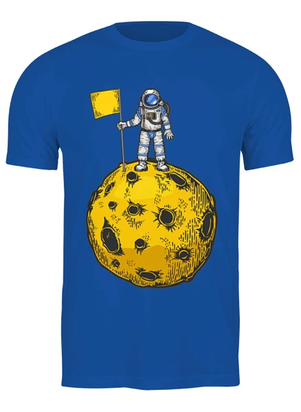 Заказать мужскую футболку в Москве. Футболка классическая Космонавт на луне от skynatural - готовые дизайны и нанесение принтов.
