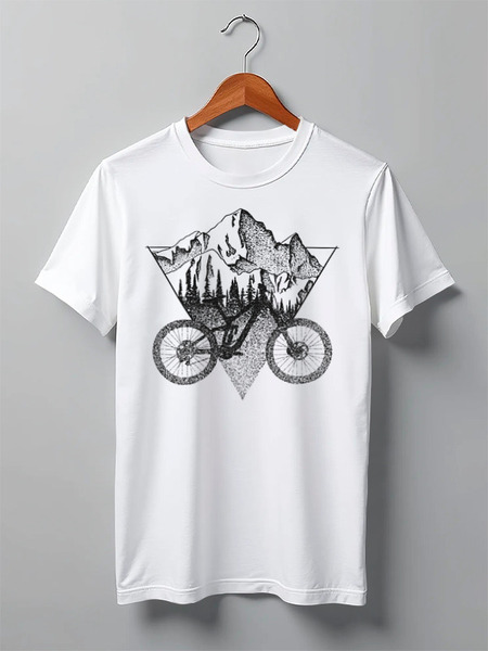 Заказать мужскую футболку в Москве. Футболка классическая Mountain BIke от oneredfoxstore@gmail.com - готовые дизайны и нанесение принтов.