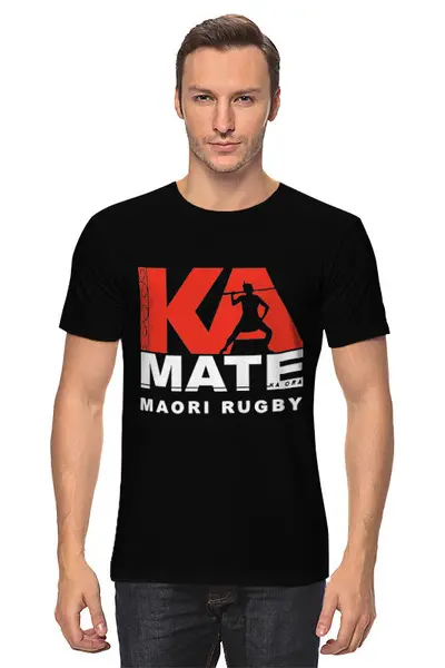Заказать мужскую футболку в Москве. Футболка классическая Maori Rugby от rugby - готовые дизайны и нанесение принтов.