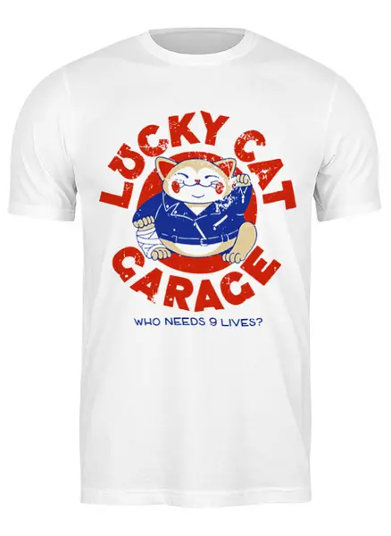 Заказать мужскую футболку в Москве. Футболка классическая Lucky cat от Kostya  - готовые дизайны и нанесение принтов.