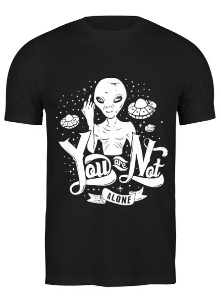 Заказать мужскую футболку в Москве. Футболка классическая Пришелец (alien) от trugift - готовые дизайны и нанесение принтов.