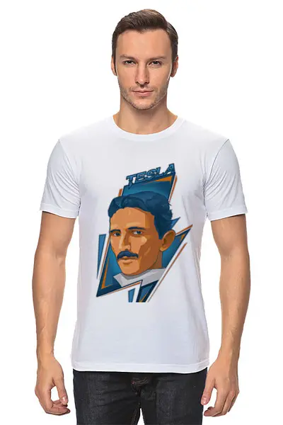 Заказать мужскую футболку в Москве. Футболка классическая Tesla-3 от science - готовые дизайны и нанесение принтов.
