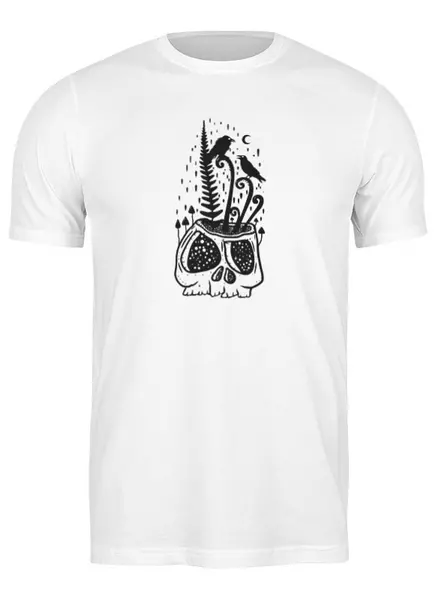Заказать мужскую футболку в Москве. Футболка классическая  Psychedelic Fern Skull от oneredfoxstore@gmail.com - готовые дизайны и нанесение принтов.