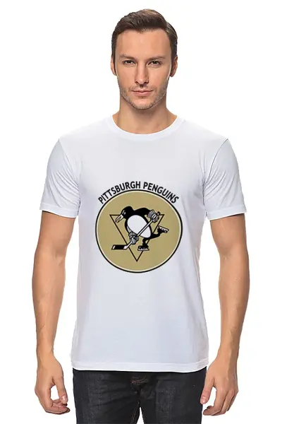 Заказать мужскую футболку в Москве. Футболка классическая Питтсбург Пингвинз  от kspsshop - готовые дизайны и нанесение принтов.