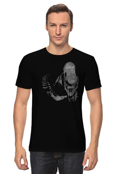 Заказать мужскую футболку в Москве. Футболка классическая Aliens от oneredfoxstore@gmail.com - готовые дизайны и нанесение принтов.