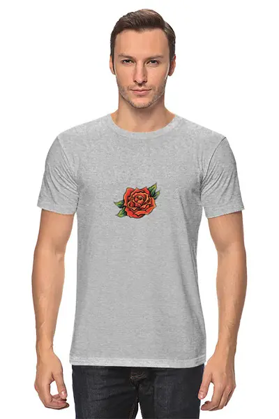 Заказать мужскую футболку в Москве. Футболка классическая Tattoo rose от Антон Величко - готовые дизайны и нанесение принтов.