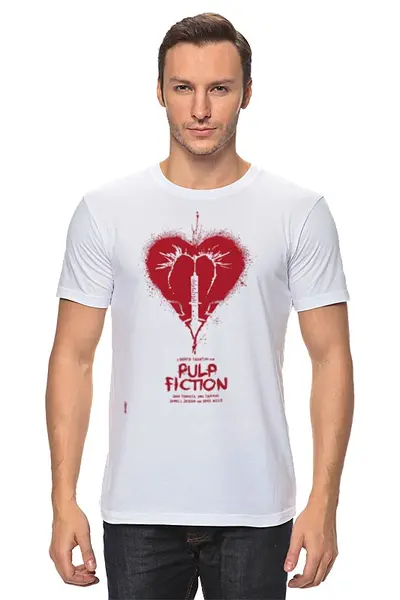 Заказать мужскую футболку в Москве. Футболка классическая Pulp Fiction - heart от KinoArt - готовые дизайны и нанесение принтов.
