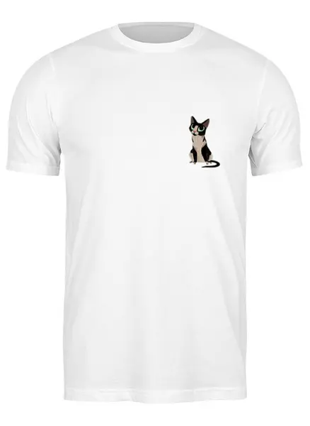 Заказать мужскую футболку в Москве. Футболка классическая Карманный котик от Hop Shop - готовые дизайны и нанесение принтов.